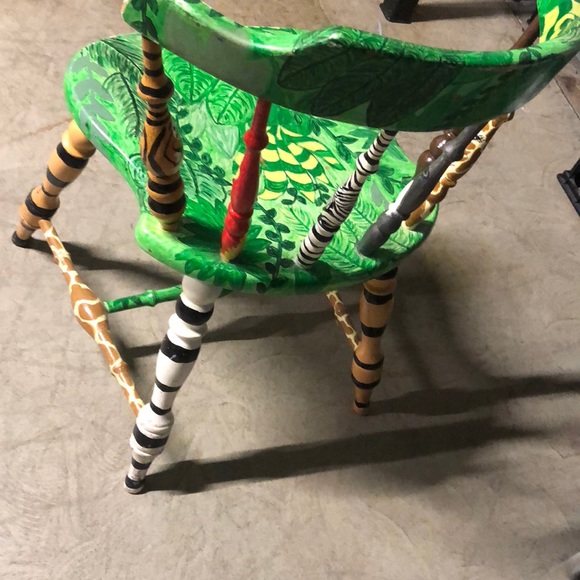 Jungle Animal Hand Crafted Painted Oak Wood Chair - Picture 2 of 5